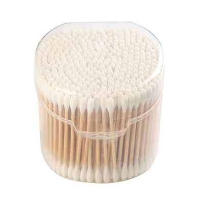 Da orelha de madeira de bambu amigável da vara de Eco botões de limpeza do algodão 75mm