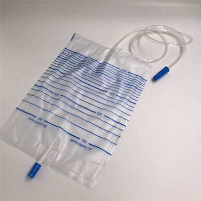 Saco transparente 2000ml da drenagem da urina com válvula push pull