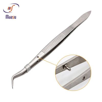 Cirúrgicos serrilhados seguram único dental do Tweezer de 16cm curvado apontado