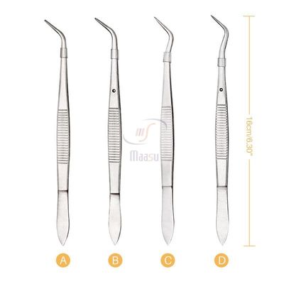 Cirúrgicos serrilhados seguram único dental do Tweezer de 16cm curvado apontado